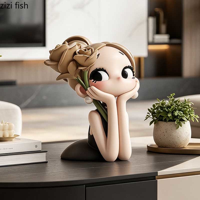 Resin Art Rose - Cute Rose Girl Bust Statue Resin