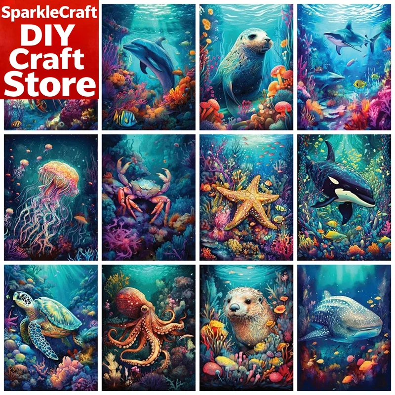 Resin Art Wallpaper - 1PC frameless Full Square Round Diamond
