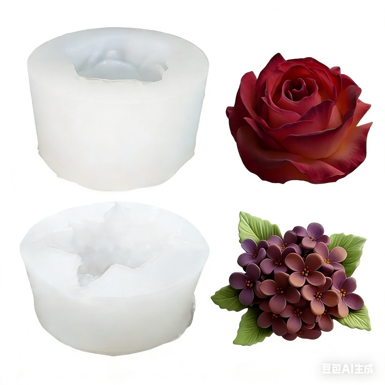 2-Piece 3D Rose and Lilac Sili - Resin Art Rose recension och pris