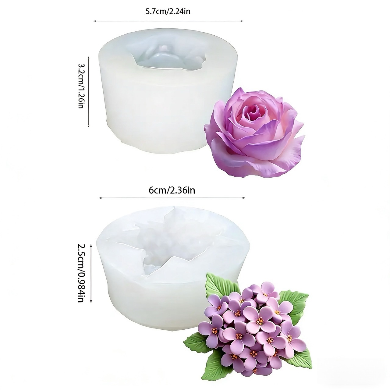 2-Piece 3D Rose and Lilac Sili - Resin Art Rose recension och pris